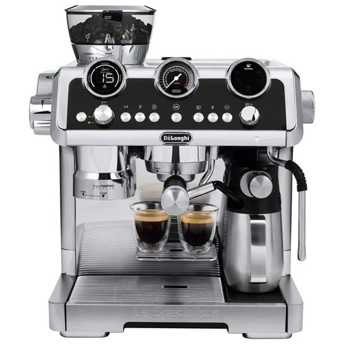 Machine à espresso manuelle La Specialista Maestro de De'Longhi, mousseur et moulin à café - Inox