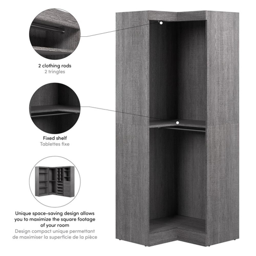 Pur 33W Corner Closet Organizer - Bark Grey
