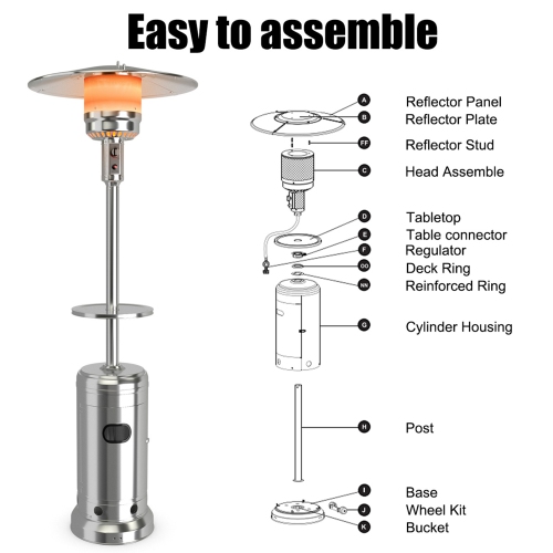 Costway 48,000BTU Outdoor Patio Heater with Wheels and Shelf Tabletop Floor Standing