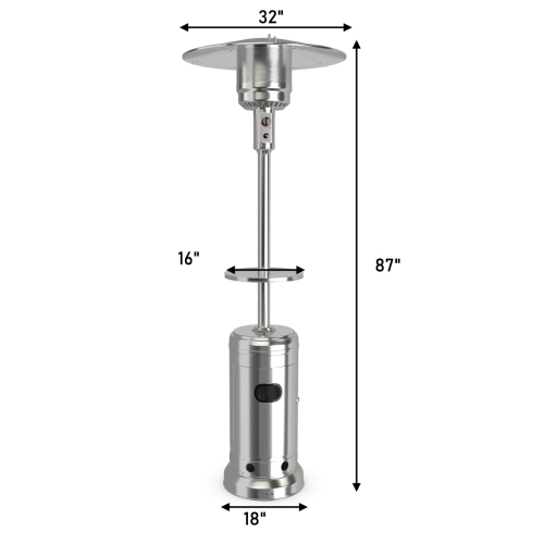 Costway 48,000BTU Outdoor Patio Heater with Wheels and Shelf Tabletop Floor Standing