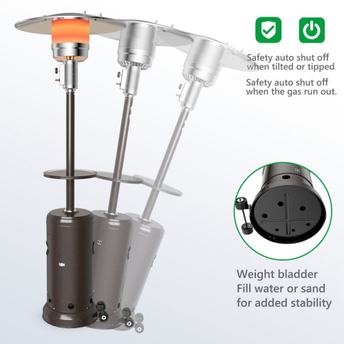Costway 48,000BTU Outdoor Patio Heater with Wheels and Shelf Tabletop Floor Standing