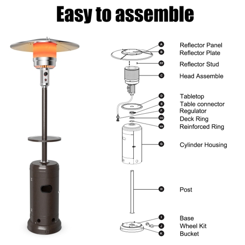 Costway 48,000BTU Outdoor Patio Heater with Wheels and Shelf Tabletop Floor Standing