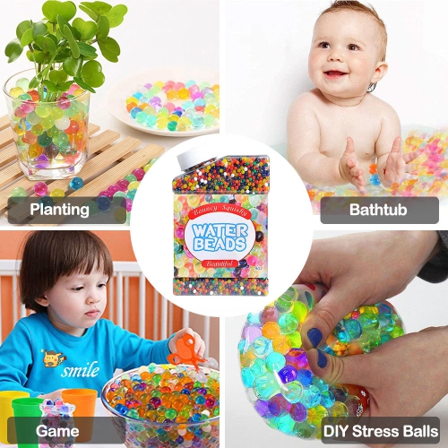 Rainbow Water Beads for Sensory Play, Bathtub & Pool Spa Refill, 9oz/Bottle