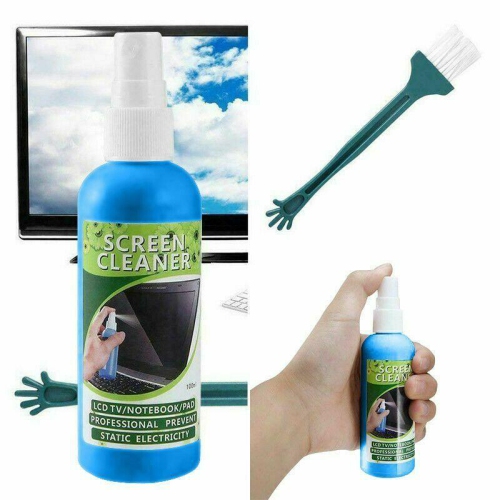Phone Tablet Laptop LCD Screen Cleaning Cleaner Kit With Spray Cloth Brush tool