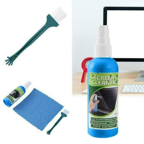 Phone Tablet Laptop LCD Screen Cleaning Cleaner Kit With Spray Cloth Brush tool