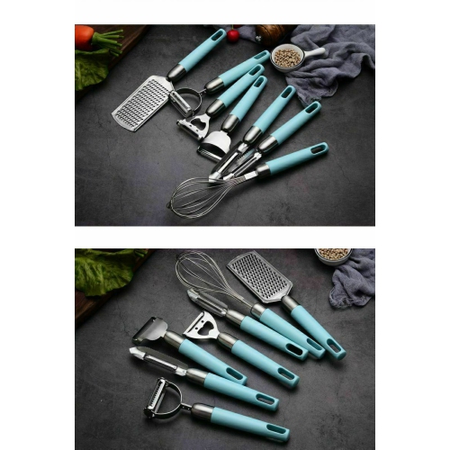 Silicone Cooking Utensils Heat Resistant Stainless Steel Heads Cooking set CA