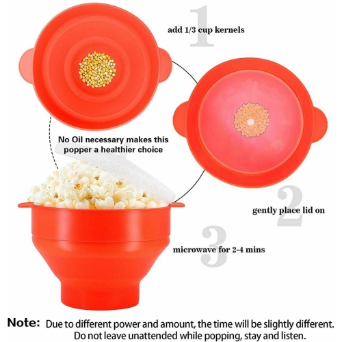 Popcorn Popper Maker Microwave Silicone Collapsible Bowl Container Kitchen Tool