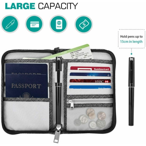 Pochette portefeuille de voyage porte-passeport porte-carte de crédit porte-documents porte-billets sac de rangement CA