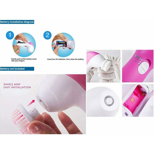 Protable 5in1 Multifunction Electric Face Facial Cleansing Brush Skin Care Clean