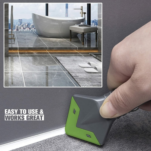 ISTAR Caulking Tool, 4 in 1 Silicone Caulking Scraper Tools eplaceable Silicone Pads, Caulk Remover Sealant Finishing Tool for Kitchen Bathroom