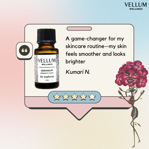Vellum Wellness Geranium Essential Oil For Aroma Diffusers and Natural Skincare