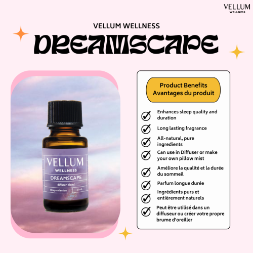 Vellum Wellness Dreamscape Sleep Essential Oil Blend 15 ml for use in Aroma Diffuser, Pillow Mist