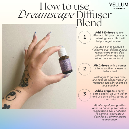 Vellum Wellness Dreamscape Sleep Essential Oil Blend 15 ml for use in Aroma Diffuser, Pillow Mist