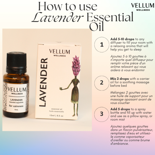 Vellum Wellness Lavender Essential Oil 15ml for sleep, use in aroma diffusers or natural skincare
