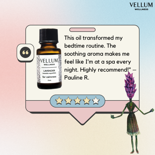 Vellum Wellness Lavender Essential Oil 15ml for sleep, use in aroma diffusers or natural skincare