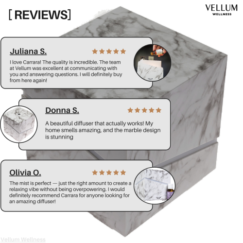 Vellum Wellness Carrara Aroma Diffuser for diffusing essential oils in the bedroom, kitchen, bathroom, living space at home