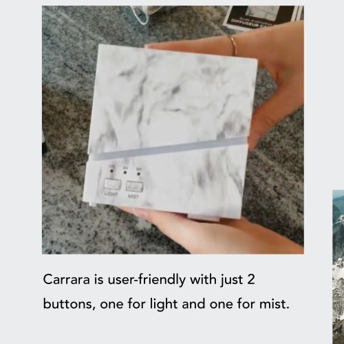 Vellum Wellness Carrara Aroma Diffuser for diffusing essential oils in the bedroom, kitchen, bathroom, living space at home