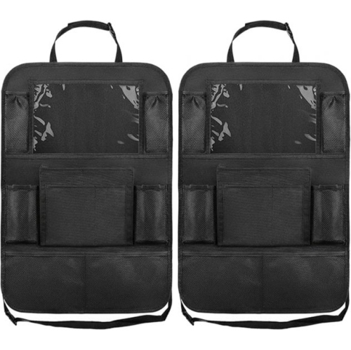 ISTAR  Car Backseat Organizer 2 Pack Waterproof And Durable Car Seat Organizer Kick Mats Muti-Pocket Back Seat Storage Bag With Touch Screen Tablet