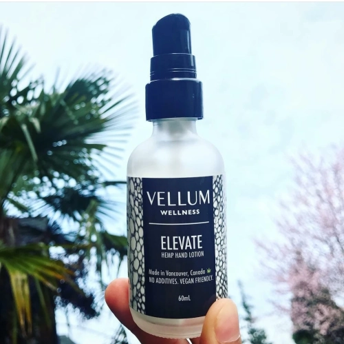 Vellum Wellness Elevate Hemp Hand Lotion 60 ml for dry skin, eczema and on-the-go travel