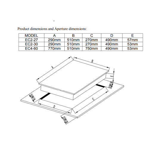 Ramblewood 4 Burner 30" Electric Cooktop, EC4-60, UL rated German EGO burner.