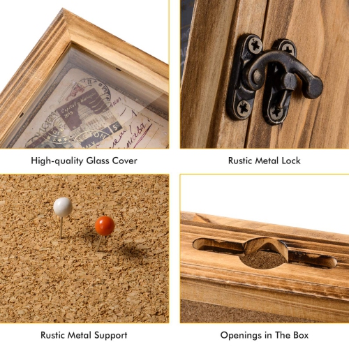 Shadow Box Frame Memory Box Display Case Picture Frame for Keepsakes Ticket Wine Cap with 12 Stick Pins Glass Front Cover 14