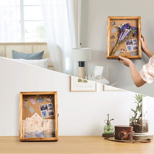 Shadow Box Frame Memory Box Display Case Picture Frame for Keepsakes Ticket Wine Cap with 12 Stick Pins Glass Front Cover 14