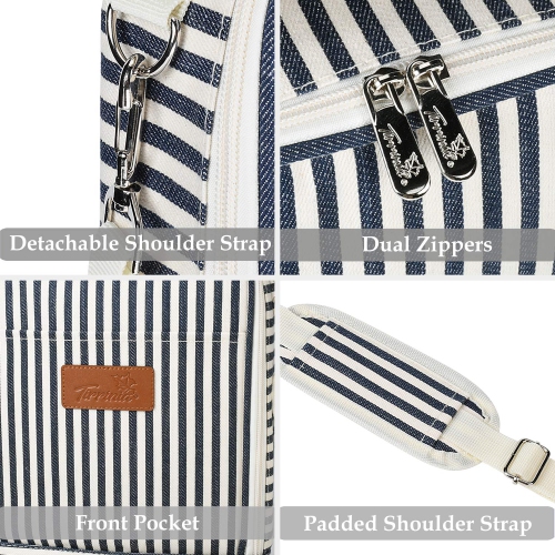 Tirrinia Insulated 2 Bottle Wine Tote Bag - Wine Tumbler Glass Cooler Carrier for BYOB Restaurants, Wine Tasting, Travel, Pa