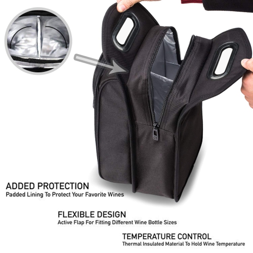 ALLCAMP 9 Piece Wine Travel Bag and Insulated Wine Carrier Tote Carrying Cooler Bag with Handle Great Gift for Wine Lover