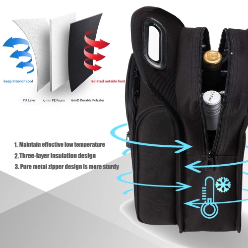 ALLCAMP 9 Piece Wine Travel Bag and Insulated Wine Carrier Tote Carrying Cooler Bag with Handle Great Gift for Wine Lover