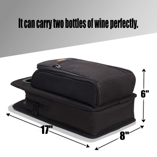 ALLCAMP 9 Piece Wine Travel Bag and Insulated Wine Carrier Tote Carrying Cooler Bag with Handle Great Gift for Wine Lover