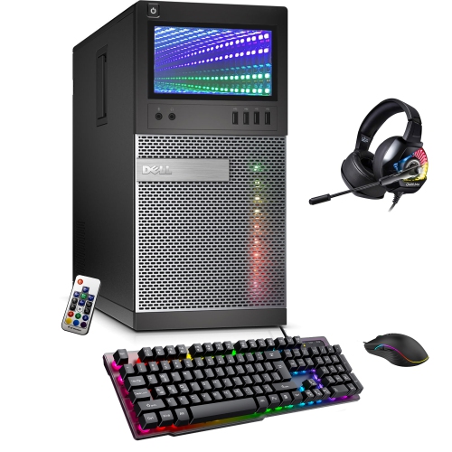 DELL  Refurbished (Good) - Optiplex Gaming PC - Gt 1030 2GB, Intel Core I7-4770, 16GB Memory, 1Tb SSD, Win 10 Pro, RGB + Headset, Keyboard & Mouse