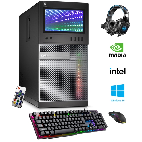 AXOII  Refurbished (Good) - Dell Optiplex Gaming PC - Gt 1030 2GB, Intel Core I7-4770, 32GB Memory, 1Tb SSD, Win 10 Pro, RGB + Headset, Keyboard &