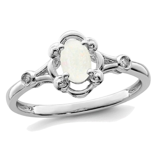 GEM AND HARMONY  3/10 Carat (Ctw) Opal Lab-Created Sterling Ring In Silver