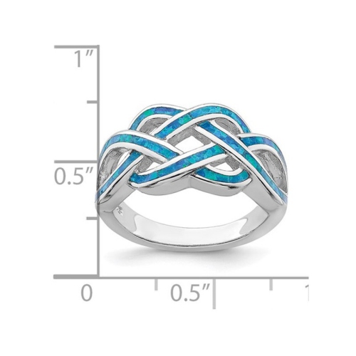 Lab-Created Blue Opal Inlay Knot Ring in Sterling Silver