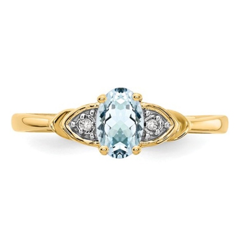 2/5 Carat Aquamarine Promise Ring in 14K Yellow Gold (SZIE 7)