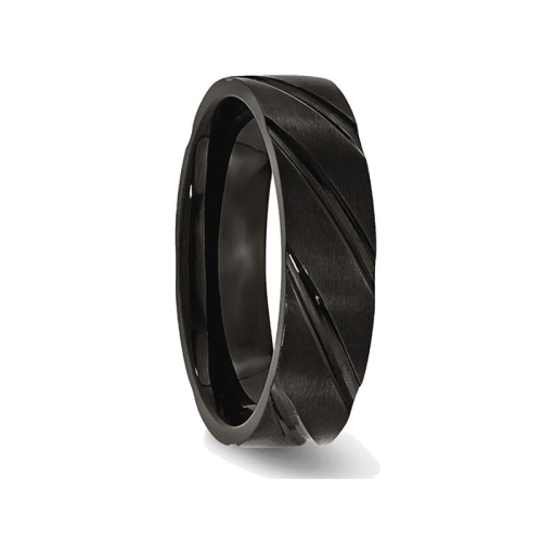 Bague homme en titane plaqué noir à motif torsadé, 6 mm