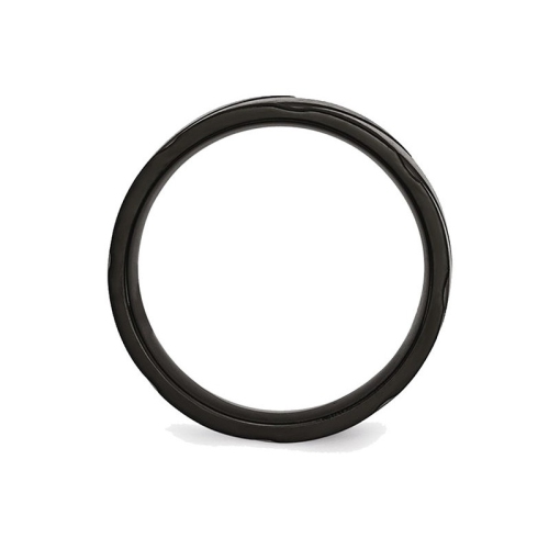 Bague homme en titane plaqué noir à motif torsadé, 6 mm