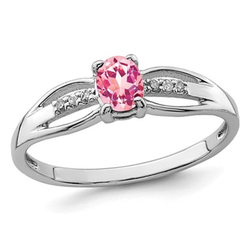 GEM AND HARMONY  1/3 Carat (Ctw) Tourmaline Ring In Sterling Silver In Pink