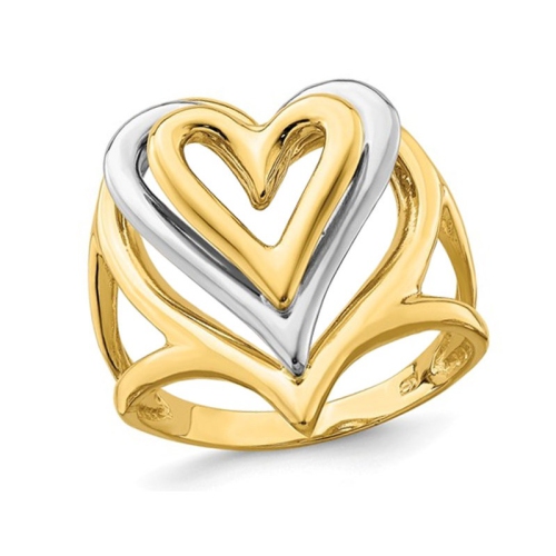 GEM AND HARMONY  14K & White Gold Polished Heart Promise Ring In Yellow