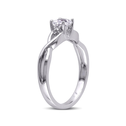 Bague en argent sterling avec saphirs blancs synthétiques Infinity taille laboratoire taille princesse 3/8 ct