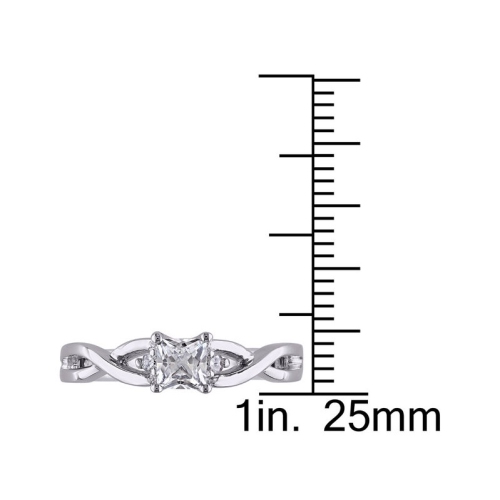 Bague en argent sterling avec saphirs blancs synthétiques Infinity taille laboratoire taille princesse 3/8 ct
