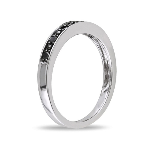 1/10 Carat Black Diamond Wedding Band Ring in Sterling Silver with Black Rhodium