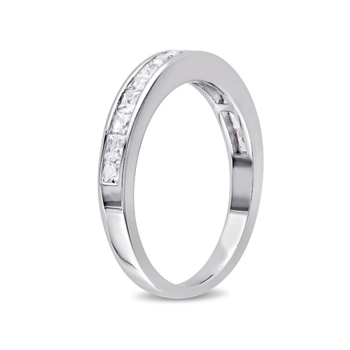3/4 Carat Lab-Created White Sapphire Wedding Anniversary Band Ring in Sterling Silver