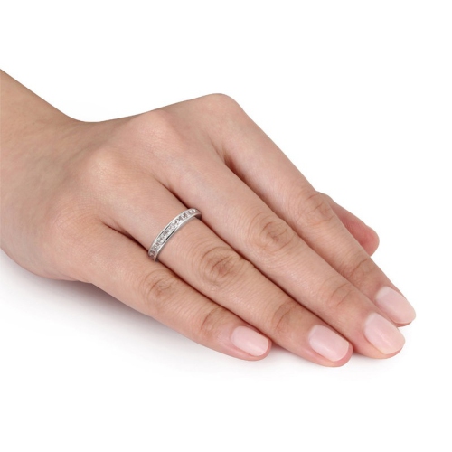3/4 Carat Lab-Created White Sapphire Wedding Anniversary Band Ring in Sterling Silver