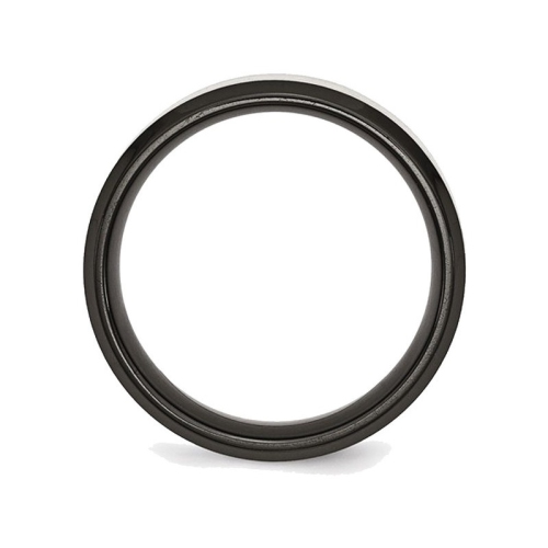 Alliance homme en titane brossé avec bord biseauté plaqué noir de 8 mm