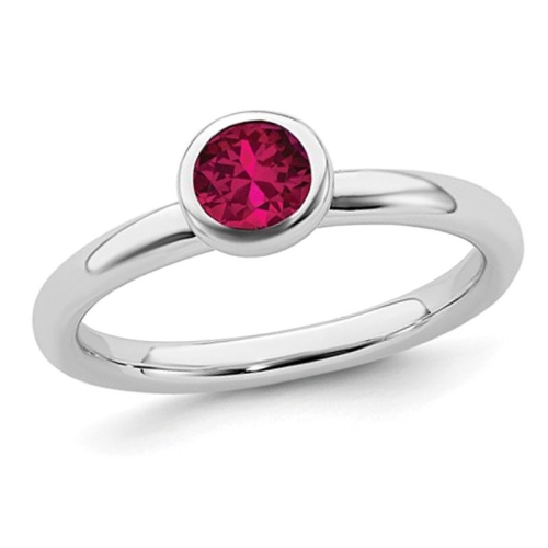 GEM AND HARMONY  3/5 Carat (Ctw) Lab-Created Ruby Ring In Sterling In Silver