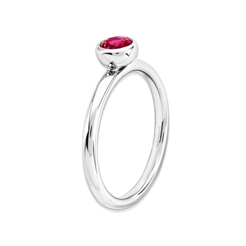 3/5 Carat Lab-Created Ruby Ring in Sterling Silver