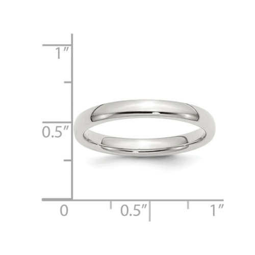 Ladies Comfort Fit 3mm Wedding Band Ring in Sterling Silver