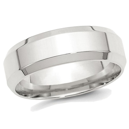 Alliance homme en argent sterling à bord biseauté 7&nbsp;mm