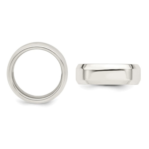 Alliance homme en argent sterling à bord biseauté 7&nbsp;mm
